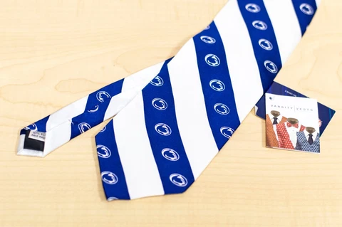 Penn State Nittany Lions Men's Necktie Blue and White Striped Neck Tie 100% Silk Cover