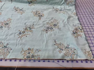 LIGHT GREEN W/ BRANCH & FLOWER BROCADE UPHOLSTERY FABRIC 56" x 56" NEW BOLT END - Picture 1 of 3