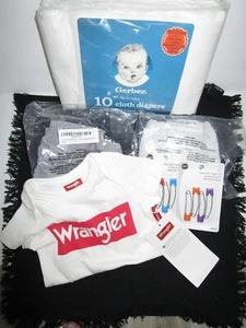 NWT Infant Gerber Cotton Cloth Diaper Set with accessory pins, covers, bodysuit - Picture 1 of 11