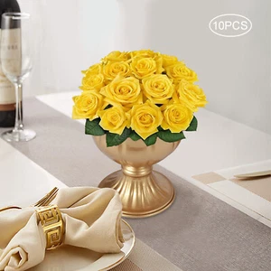 10PCS Gold Flower Trumpet Vases Elegant Wedding Dining Table Centerpieces Vases - Picture 1 of 20