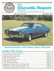 THE CHEVELLE REPORT 1991 NOV - '72 SS, '65 MALIBU SS, '70 WRONG TIRE DECAL - Imagen 1 de 1