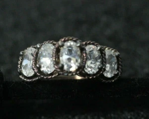 Victoria Townsend DBJ Sterling Silver Oval Facet Cut Clear Stone Ring Size 5.75 - Picture 1 of 7