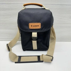 Canon Camera Shoulder Gadget Bag Vintage Black Canvas With Adjustable Strap - Picture 1 of 7
