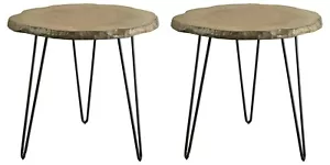 TWO RUNAY 24" LODGE INSPIRED WOOD IRON ACCENT END TABLE UTTERMOST 25468 - Picture 1 of 4
