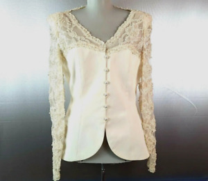 Vintage d'ore Lace Blouse Jacket ivory Womens size 8