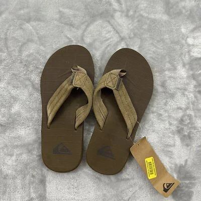 NUEVAS Chanclas Quicksilver Niños/Jóvenes Talladoras Gamuza Cuero Marrón Talla 3 Foto 1 de 4