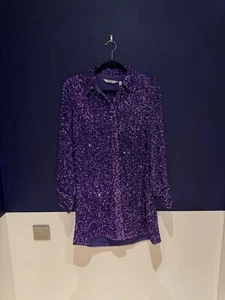 & Other Stories all over sequin mini shirt dress in purple size XS - Picture 1 of 3