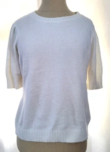 Rachel Zoe Kurzarm Pullover Damen Gr. M elfenbein flauschig weich Rundhals - Bild 1 von 7