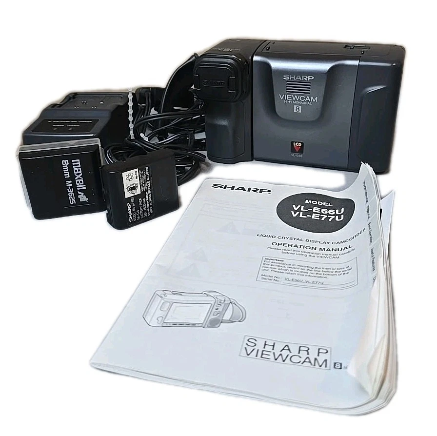 Sharp VL-E66U 8mm Viewcam Camcorder Hi-Fi w/ 2 Batteries, Charger,  User Manual  - Image 1 of 4