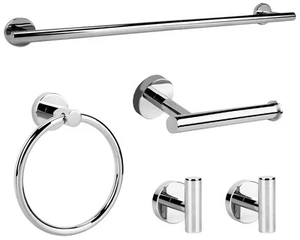 Badbeschläge-Accessoires-Set aus poliertem Chrom 5-teilig, Edelstahlba... - Bild 1 von 7