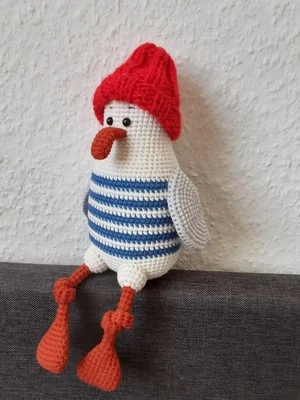Amigurumi Möwe gehäkelt Häkeltiere Handarbeit Spielzeug Deko - Bild 1 von 3