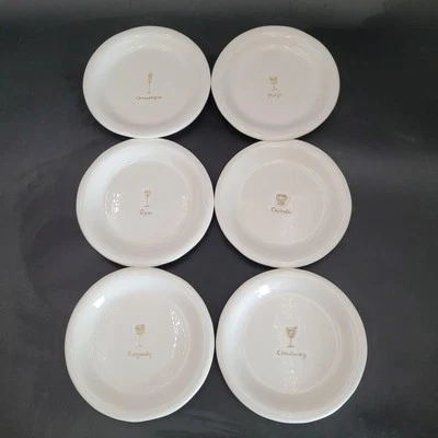 JUEGO DE 6 PLATOS DE VINO WILLIAMS SONOMA CERÁMICA CANAPE APERITIVO RELIEVE 6 1/4" Foto 1 de 4