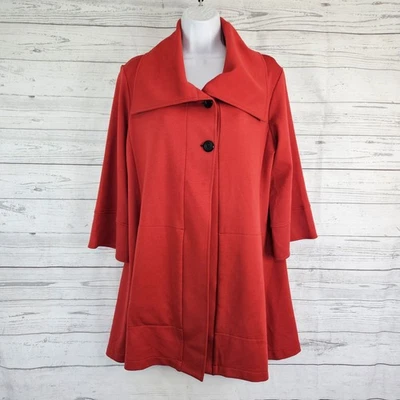 Comfy USA Womens Flowy Swing Jacket Sz Small Solid Red Cotton Blend - Image 1 of 4