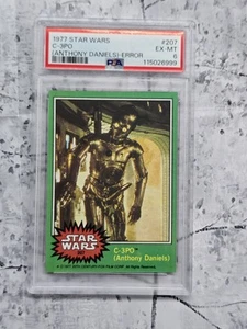 C-3PO error Card #207 green PSA graded 6, Ex-Mint, Topps Vintage 1977 Goldenrod - Picture 1 of 5
