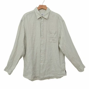 Armani Exchange Shirt Mens Large Light Green 100% Linen Long Sleeve Travel Beach - Picture 1 of 11