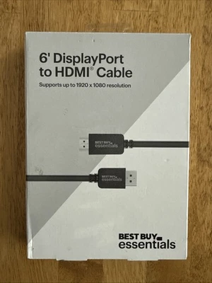 Best Buy Essentials 6' foot DisplayPort to HDMI Cable for PC & Mac - Image 1 of 4