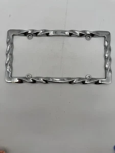 Chrome Twisted Spiral Heavy Duty Metal License Plate Frame Tag For Car / Truck - Picture 1 of 4