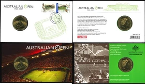 2005 Australian Open Tennis Centenary PNC $5 Bronze Coin on Card in FDI Envelope - Bild 1 von 1
