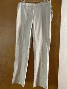 NWT STONE/WHITE WOMENS SLACKS PANTS SIZE 2 AMANDA + CHELSEA RAYON LINEN NYLON - Bild 1 von 5
