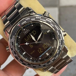 Rare Seiko JAL Worldtimer Analog Digital Chronograph Alarm Anadigi Watch Pilot - Picture 1 of 8