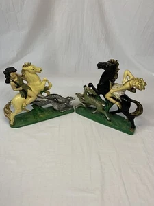 Pair Figures after Santini - Huntress Diana on Horse, 1 with borzo & 1 with deer - Picture 1 of 23