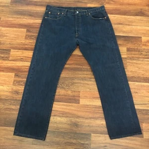Levis 501 Jeans Mens 40x32  Dark Wash Denim Mid Rise Straight Button Fly - Picture 1 of 8