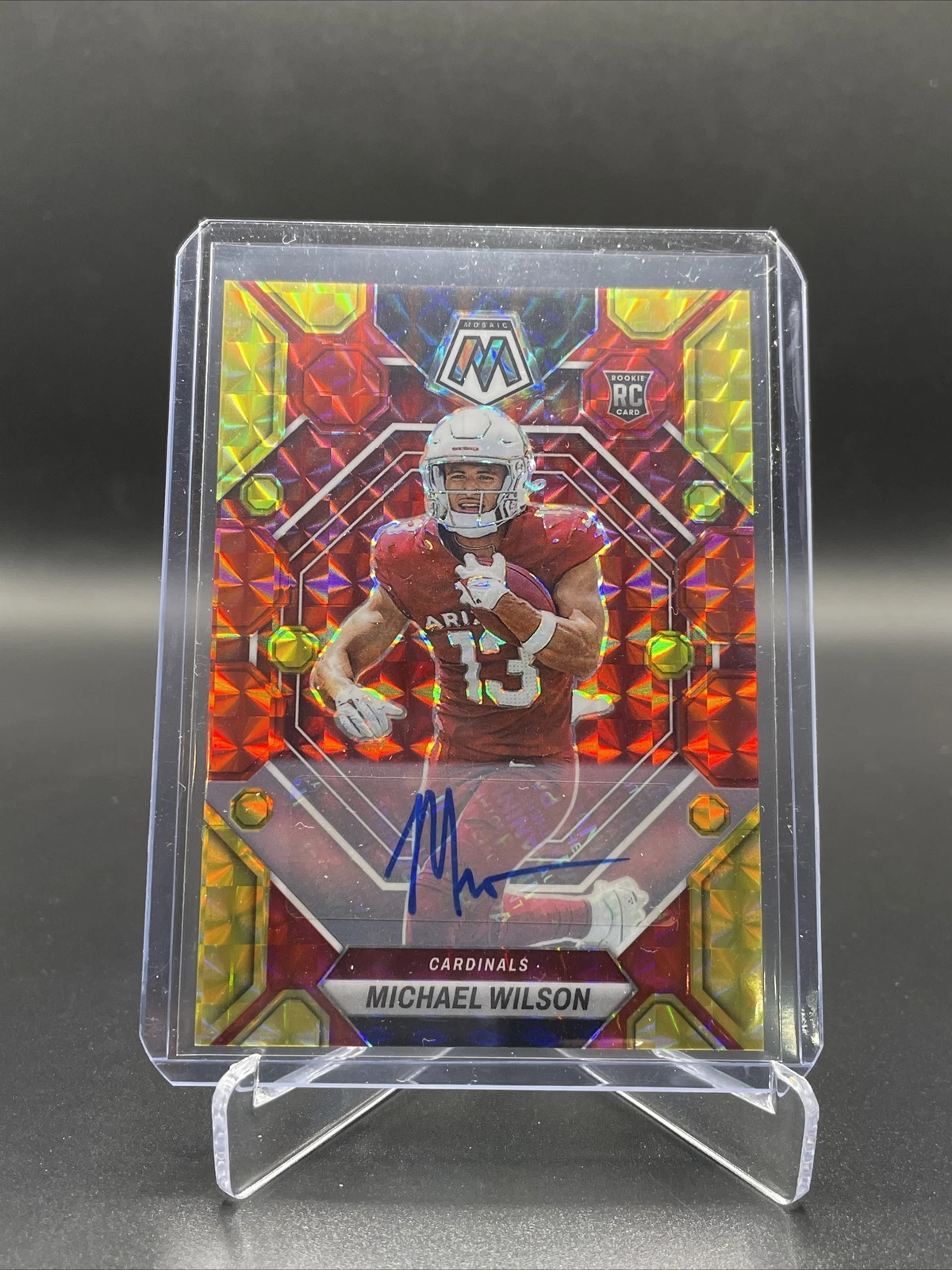 2023 Mosaic Michael Wilson Choice Fusion Red Yellow Prizm Rookie Auto RC #350