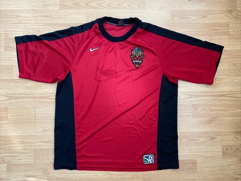 Vintage Nike MLS Metro Stars Soccer Jersey Shirt Red & Black Mens Large Cover