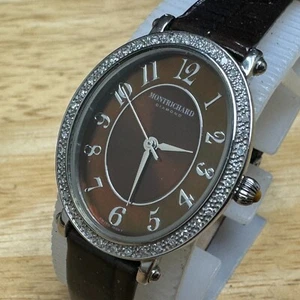 Montrichard Swiss Quartz Watch Women 40 Genuine Diamonds Steel Oval New Battery - Picture 1 of 6