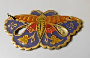 Brass(?) Enameled Butterfly Pendant, India - Picture 1 of 4