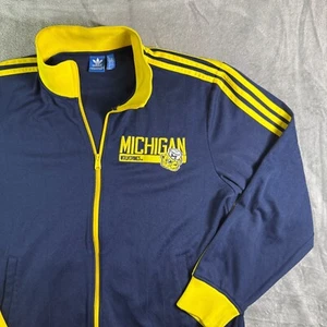VTG Adidas Michigan Wolverines Track Jacket Full Zip Navy Yellow XL (Read) - Foto 1 di 12