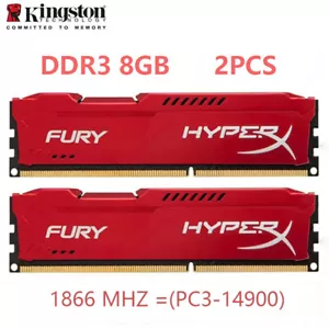 KINGSTON HyperX FURY DDR3 1866 16GB KIT 2x 8GB PC3-14900 Desktop RAM Memory DIMM - Picture 1 of 8