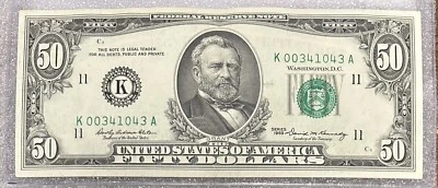 1969 Dallas $50 Dollar Bill Fr. 2114-K FRN K00314043A 50BL54 LOW SER. NO.!! - Image 1 of 2