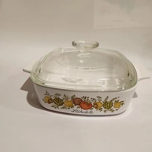 Corning Ware SPICE of LIFE Pattern L' Echalote 1qt Casserole Dish w/ Lid Vintage - Picture 1 of 5