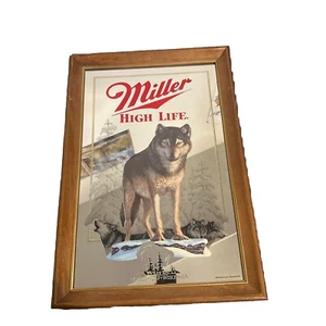 MILLER HIGH LIFE ESPEJO DE CERVEZA "EL LOBO DE MADERA" SERIE DE VIDA SILVESTRE 1991 #3 WISCONSIN - Imagen 1 de 16