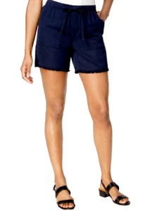 Style & Co. Women's Industrial Blue Drawstring Waist Cut Off Shorts Size Medium - Picture 1 of 7
