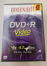 Maxwell DVD + R Video 4x  4.7 GB 2 Hours 5 Pack New Sealed