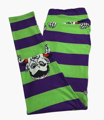 Leggings LuLaRoe TC alta curvilínea listra verde DRÁCULA monstro Halloween vampiro - Imagem 1 de 4