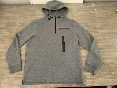 NWT Banana Republic Hoodie Heather Grey Full Zip Pockets Mositure Wicking Sz L - Image 1 of 4