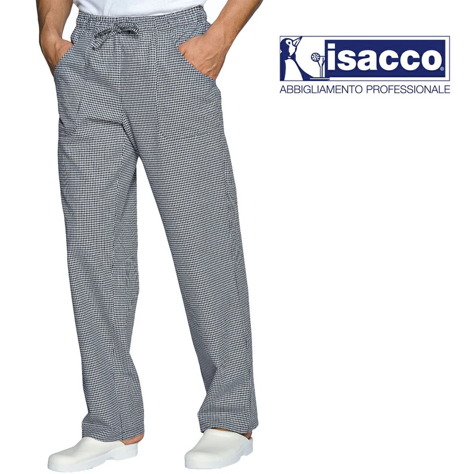Pantalone cuoco pizzaiolo Isacco con laccio fantasia quadri 100% cotone - Immagine 1 di 1