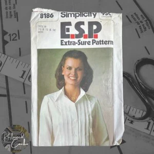 Simplicity 8186 Misses' Tucked Shirt Pattern Size 10-12-14 Uncut Vintage 1970s - Picture 1 of 5