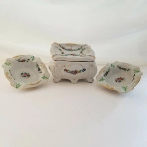 Set vintage ponte Takito portasigarette e due posacenere bordo oro 1919-1939 - Foto 1 di 5