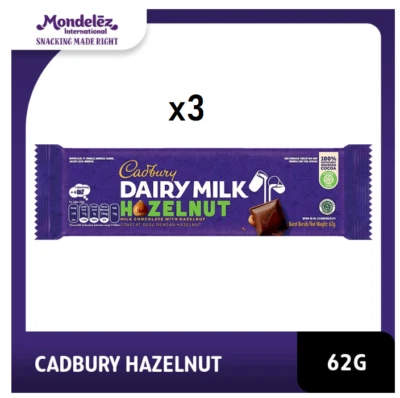 Cadbury Chocolate Dairy Hazelnut Bar Wafer Flavour Pack Halal 62g x 3pcs - Image 1 of 3
