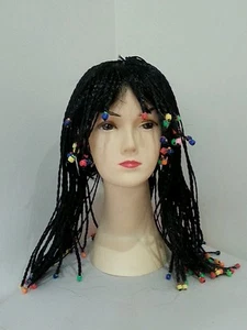New Black Dreadlocks Beaded Rasta Wig /Wigs Party Costume Accessory - Picture 1 of 2