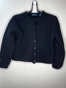 Karen Scott L Black Wool Cardigan Sweater Jacket Petite XL - Picture 1 of 7