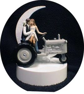 Country Western Tractor Wedding Cake Topper Farmer Barn Theme Gardening Nature - Picture 1 of 4