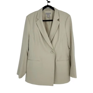 H&M Womens L Cream Oversized Blazer Structured One Button Minimalist Old Money - Picture 1 of 17