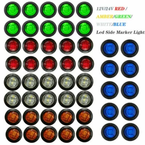 5/10Pcs Mini 3/4" 3 LED Round Side Marker Indicator Truck Trailer Bullet Lights - Picture 1 of 17