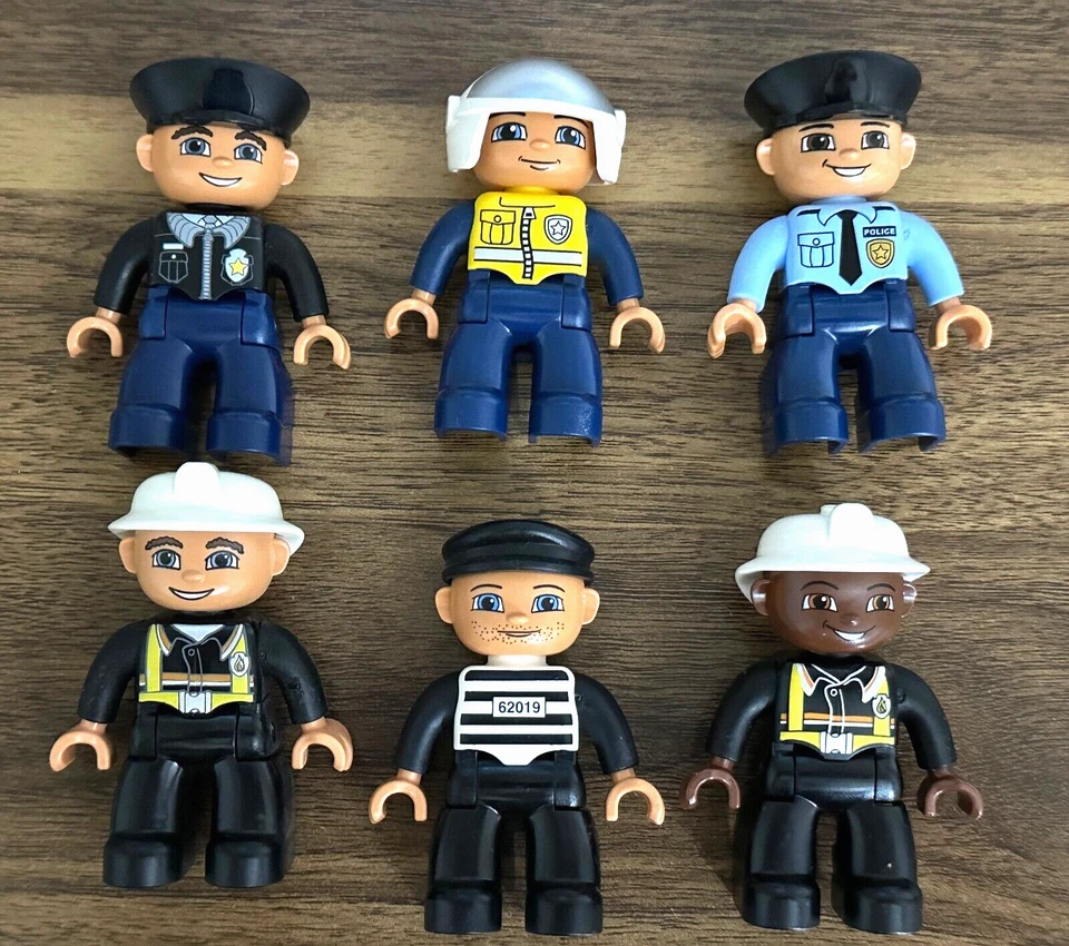 *Lote de 6* LEGO Duplo Figura Policía Bombero Bombero Ladrón *Todos diferentes* Foto 1 de 2