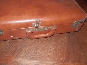Vtg Brown Leather Locking Presto Airway Briefcase Attache Travel Bag 18x5x13" - Picture 1 of 8